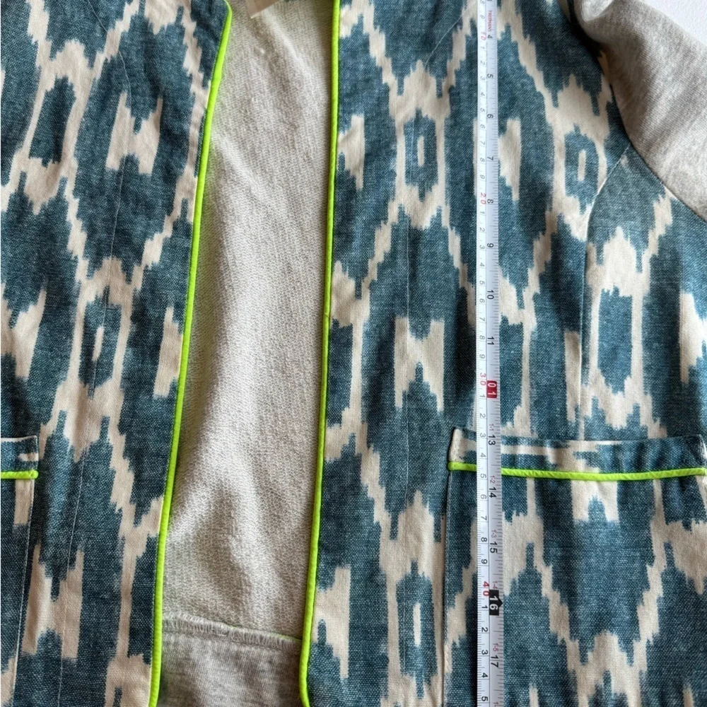Anthropologie Staci Woo Ikat Open Front Jacket Blazer Small Boho Artsy Eclectic